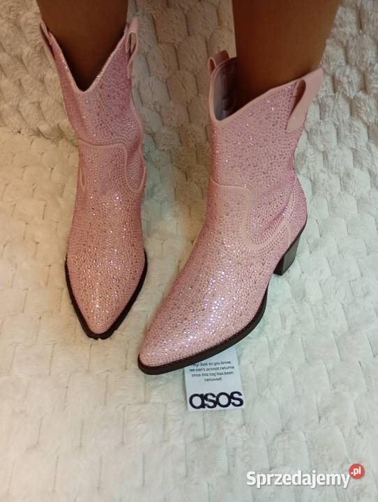 40 Asos Design Różowe bogato zdobione botki Kraków
