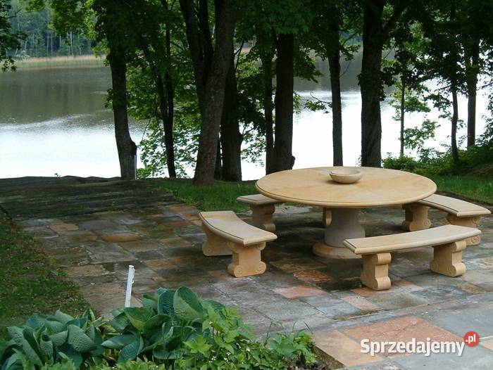 Komplet z piaskowca do ogrodu kamień naturalny dolnośląskie Kamienna Góra