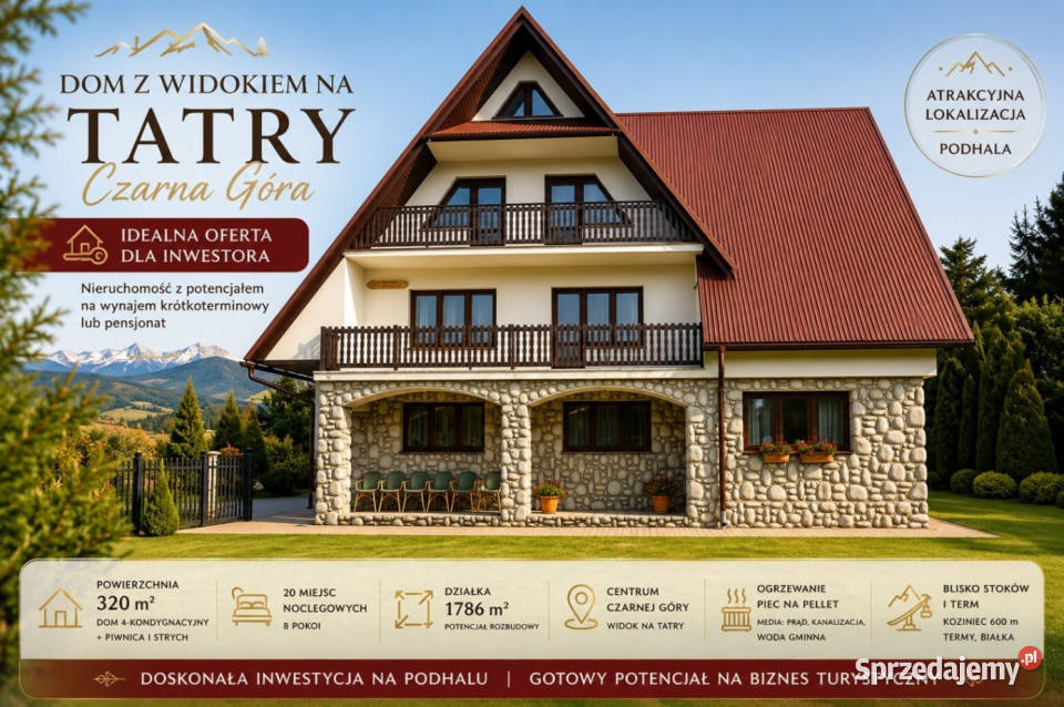 Dom w centrum Czarnej Góry z widokiem na Tatry wolnostojący Czarna Góra