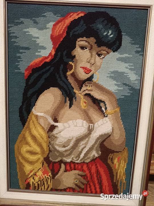 Obraz Cyganka wykonany haftem krzyżykowym Dekoracje i ozdoby kujawsko-pomorskie Lipno sprzedam