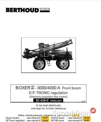 BERTHOUD BOXER 3000 4000 opryskiwacz instrukcja Kielce