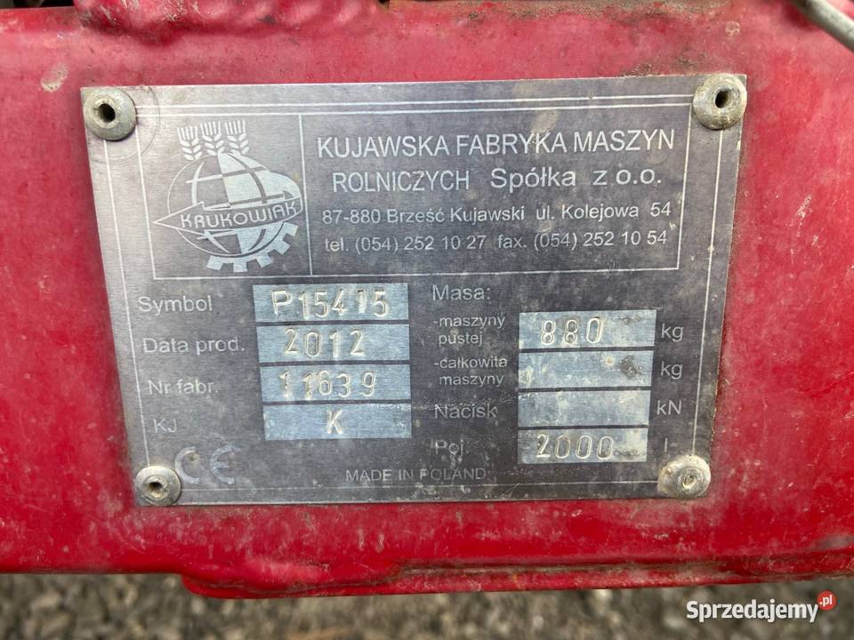 Opryskiwacz Krukowiak 2012 r poj 2000 l
