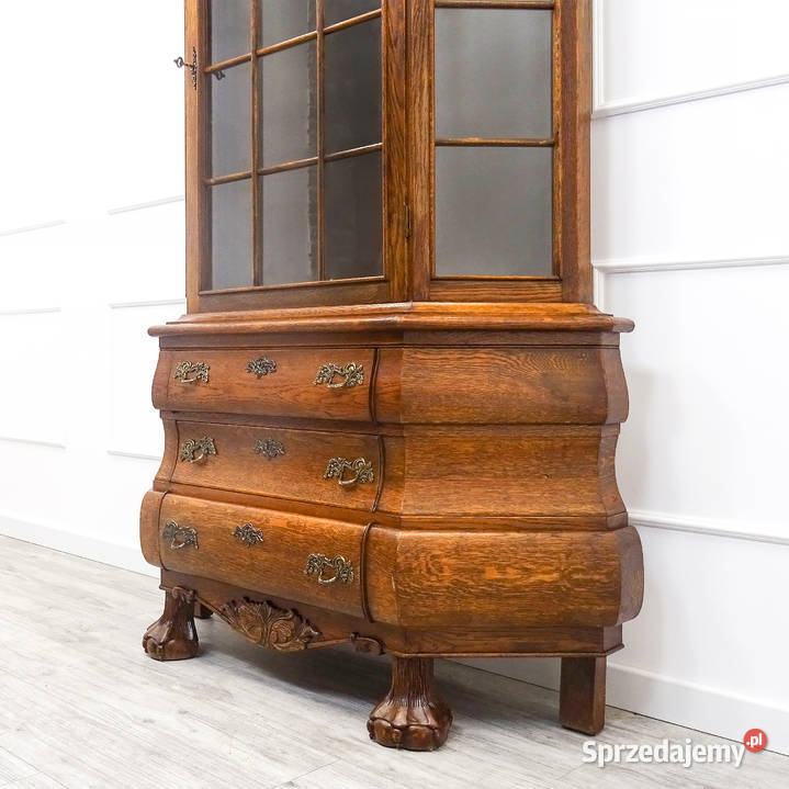 Stylowa Wysoka WITRYNA NeoBarok Drewniana