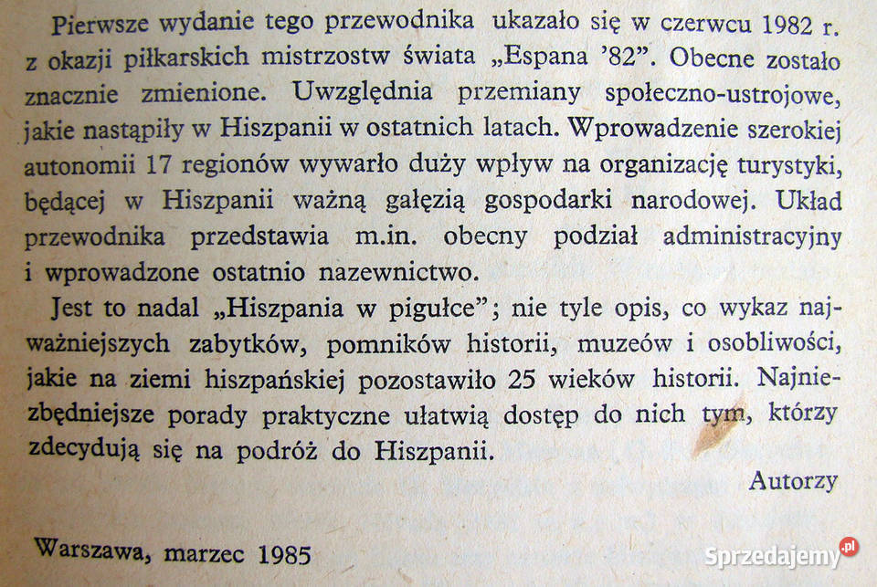 Mały przewodnik Hiszpanii Wyd II 1985 Limanowa