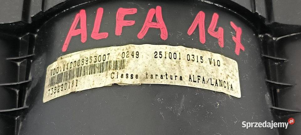 LICZNIK ZEGAR ALFA ROMEO 147 735290181 osobowe Lipno