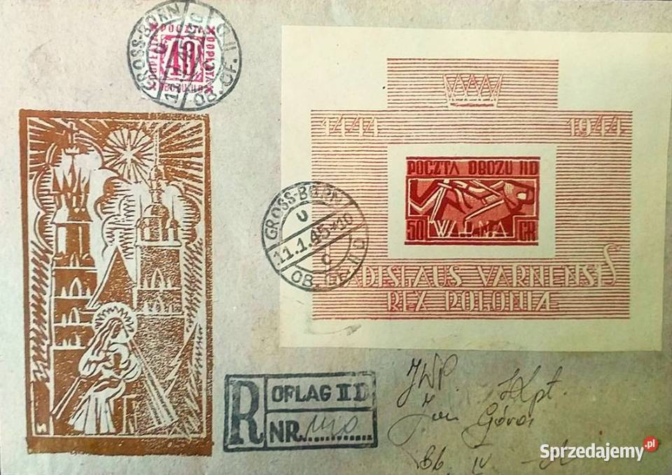 POLSKA Oflag IID Gross Born List R Blok Warna do Człuchów