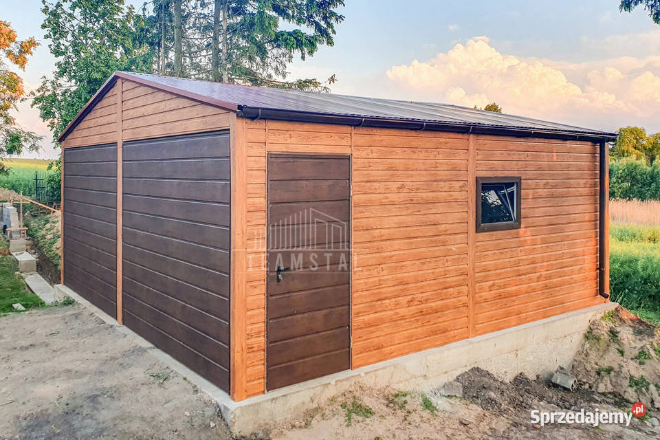 Garaż Blaszany 6x6m 2x Brama Uchylna 2x Okna