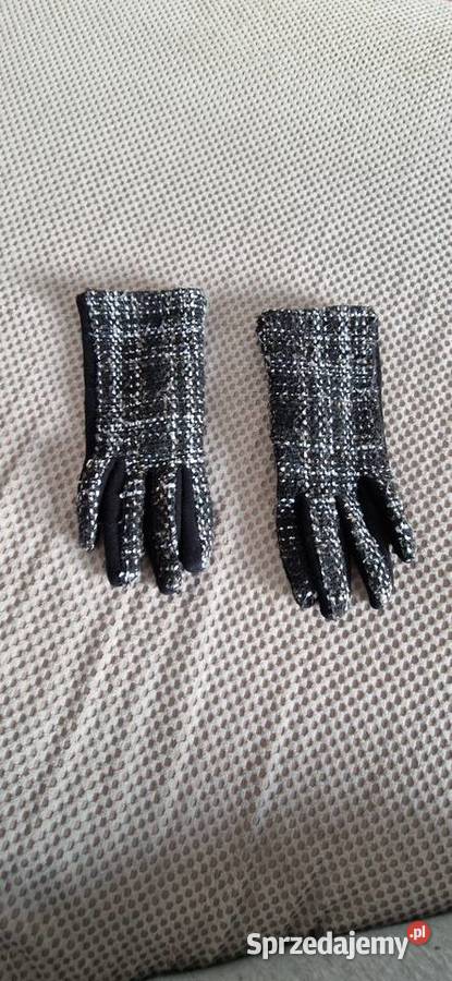 rękawiczki zimowe damskie biało czarne wełna Kraków