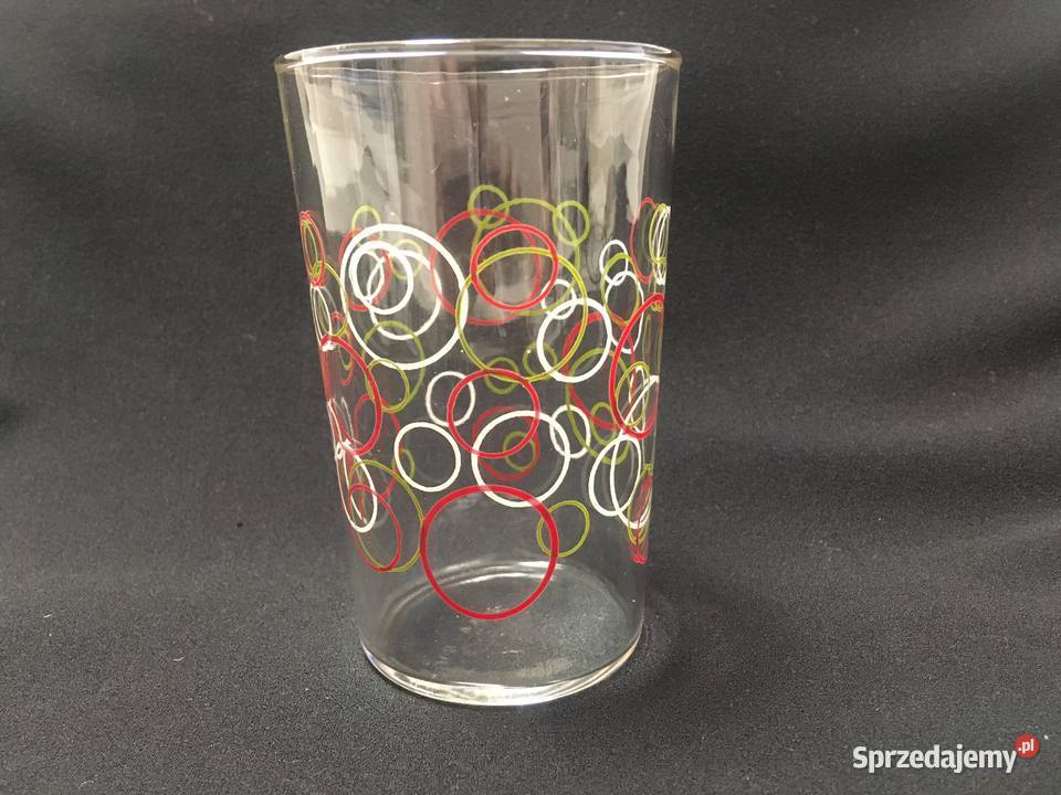 Stara szklanka PRL kółka bąbelki Porcelana i szkło Kołobrzeg