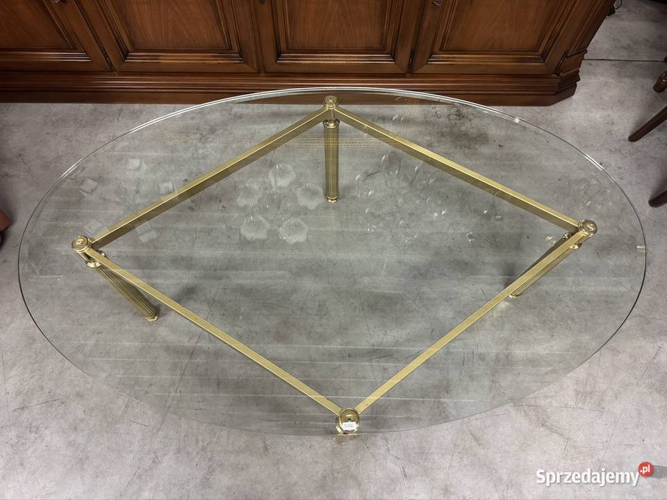 Owalnaduża ława z grubym frezowanym szklanym Ełk