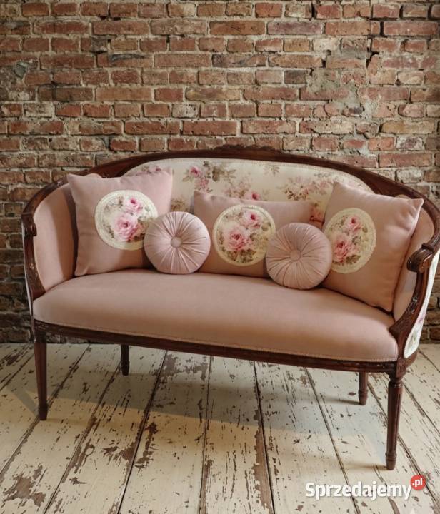 Stylowa sofa medalion ludwikowska vintage retro 135cm Goleniów