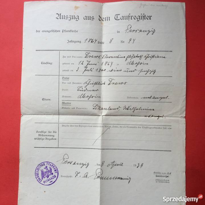 643 Dokument niemiecki Szczecin