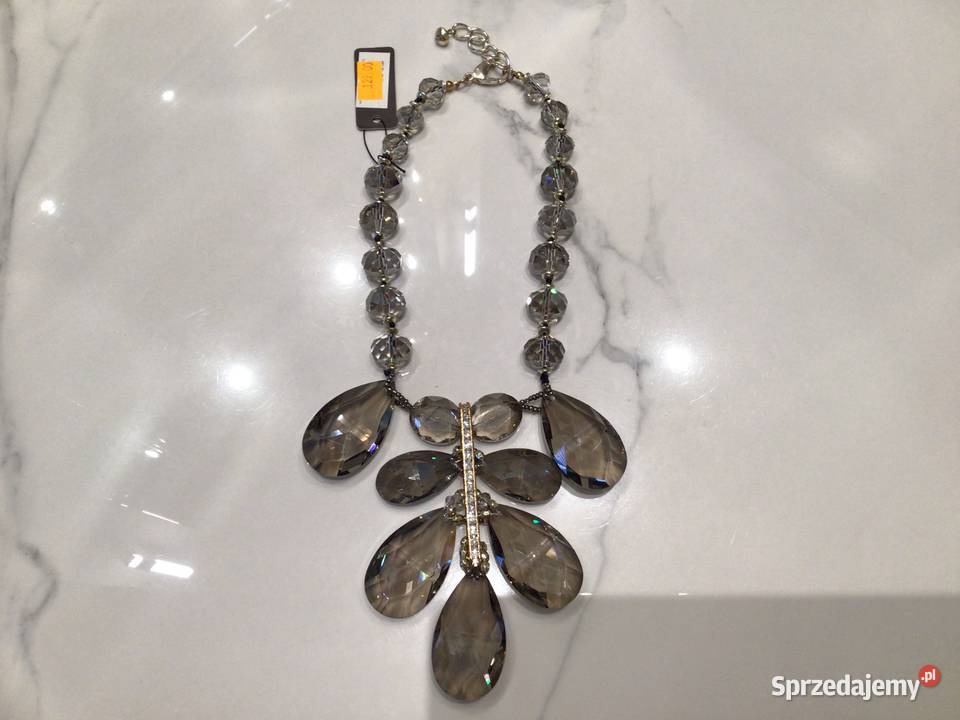 Naszyjnik kryształy szary Warszawa sprzedam