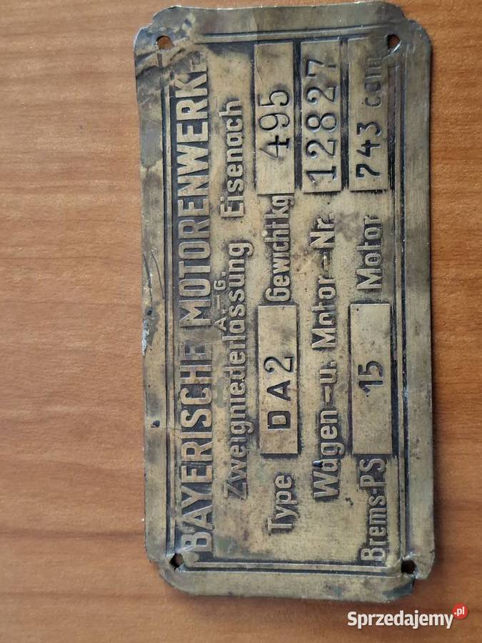 Tabliczka znamionowa BMW DIXI Chorzów