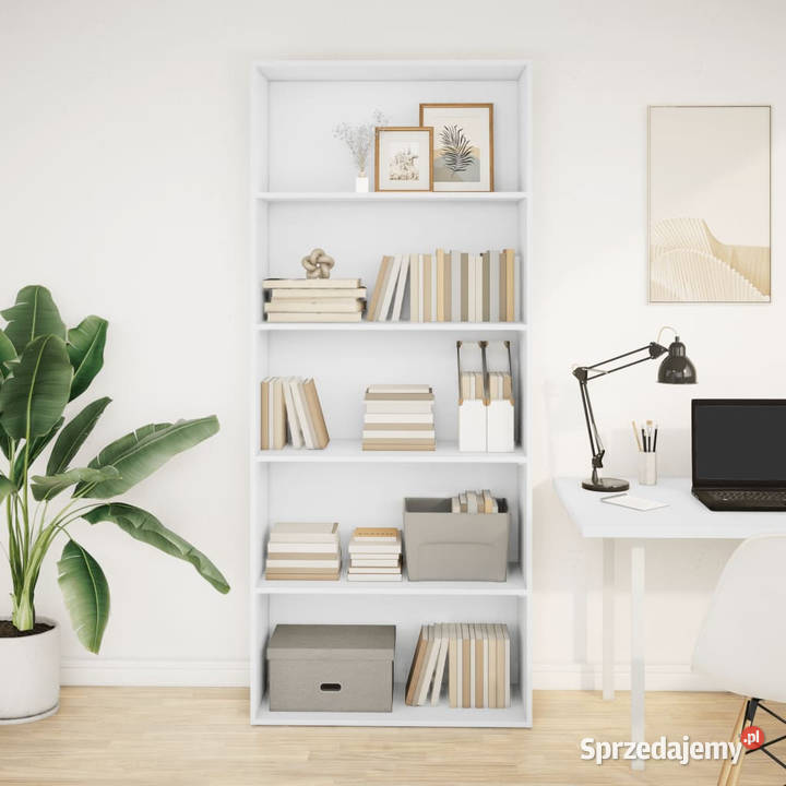 Regał na książki biały 80x30x189 materiał