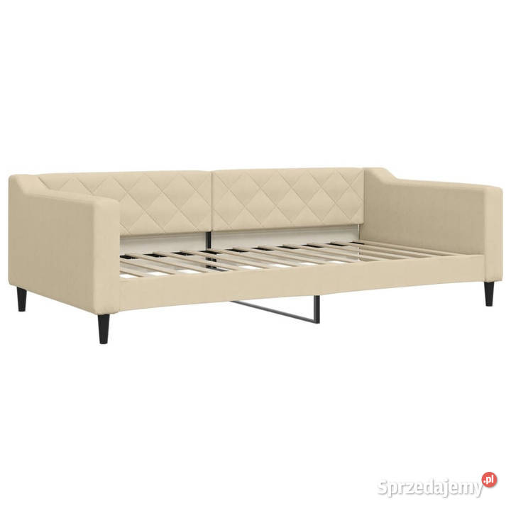 Sofa z materacem do spania kremowa tkanina Łóżka Warszawa