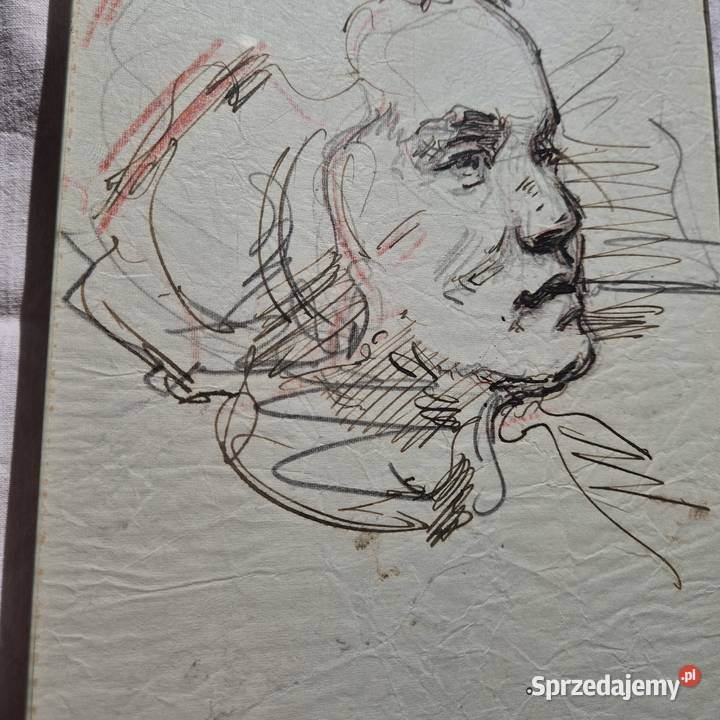 Stara grafika portret rysunek tusz XVIIIXIX w małopolskie Brzesko