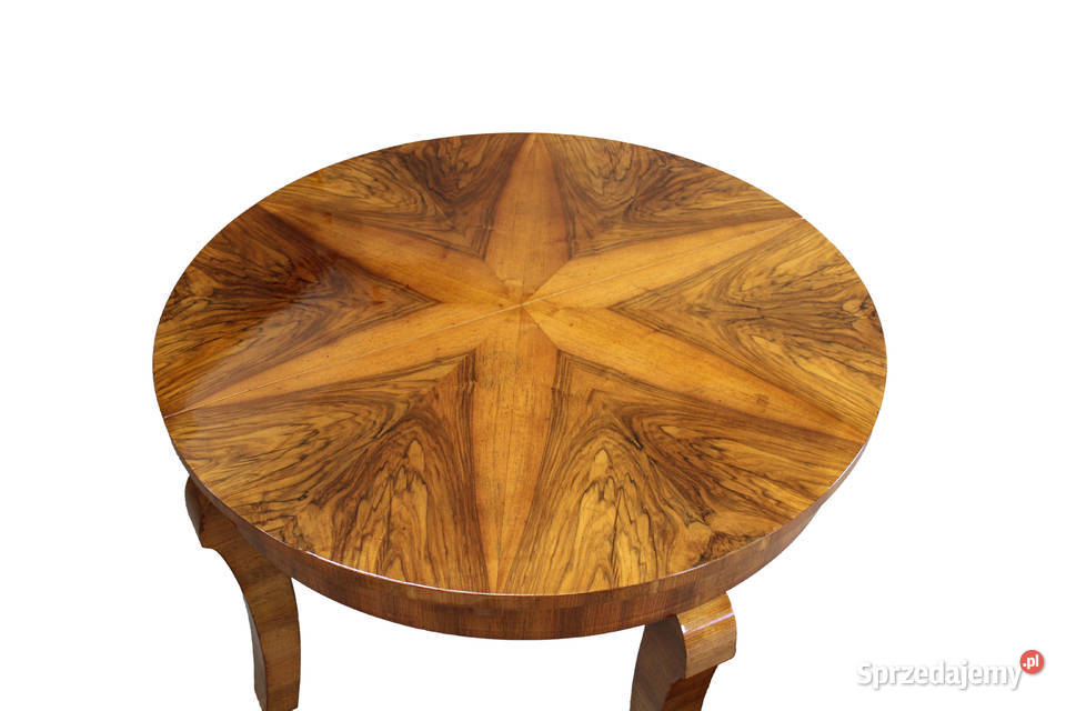 Okrągły stół rozkładany Art Deco w orzechu Bydgoszcz