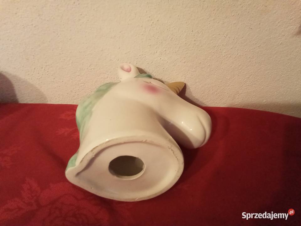 Porcelanowa głowa jednorożca z niebieskimi Warszawa