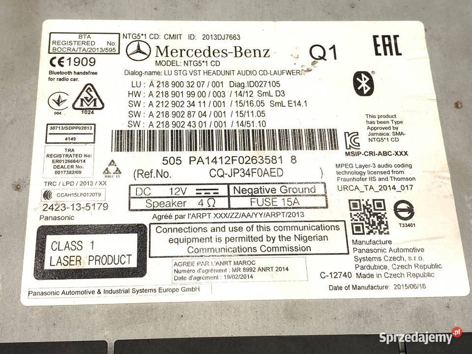 RADIO MERCEDES S212 A2189003207 0916 ODTWARZACZ