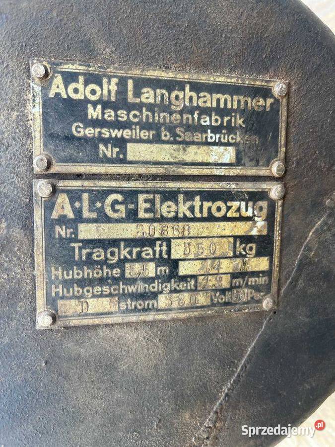 Wciągnik elektryczny ALG Elektrozug 550 55 m Tuliszków