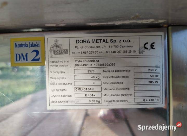 Płyta Chłodnicza DORA METAL zachodniopomorskie Koszalin sprzedam