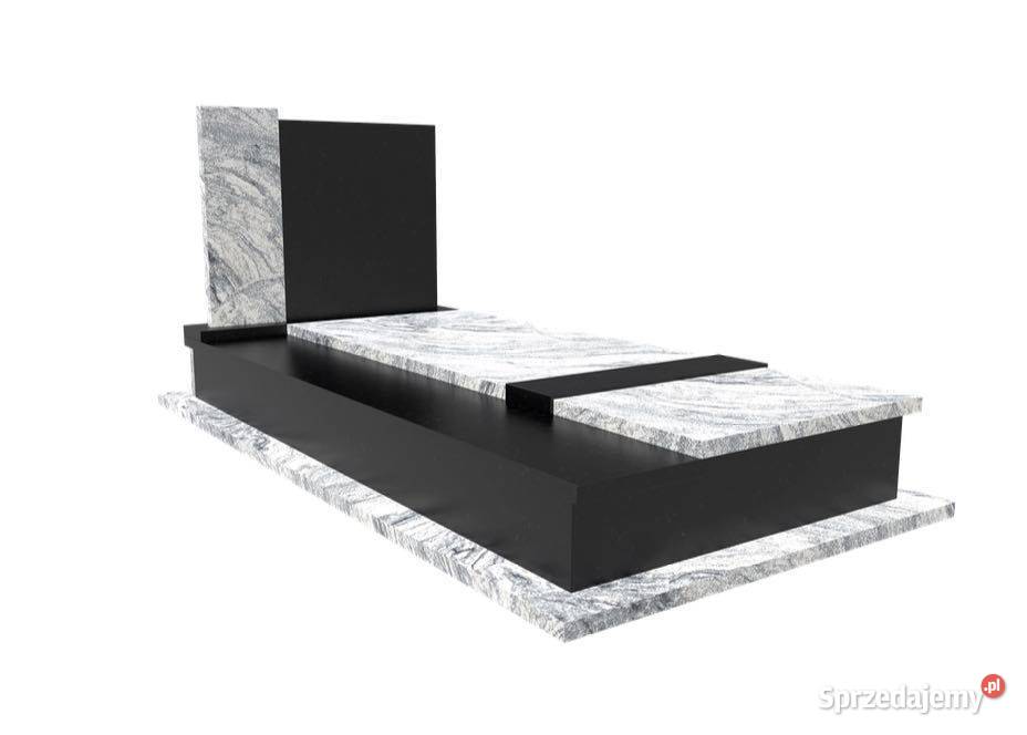 Nagrobek Granitowy 250 120 Premium Czarno Biały Mieleszynek