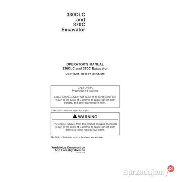 JOHN DEERE 330clc 370c instrukcja naprawy