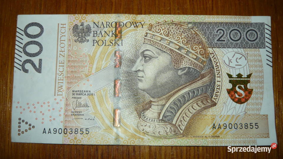 Banknot 200 seria AA 2015 r Sokółka