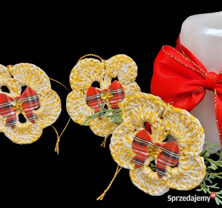 Zawieszki choinkowe kwiatuszki 3 inny kolor Krzywaczka