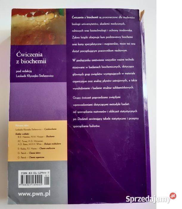 STEFANOWICZ ĆWICZENIA Z BIOCHEMII fa Kultura i Rozrywka Szczecin