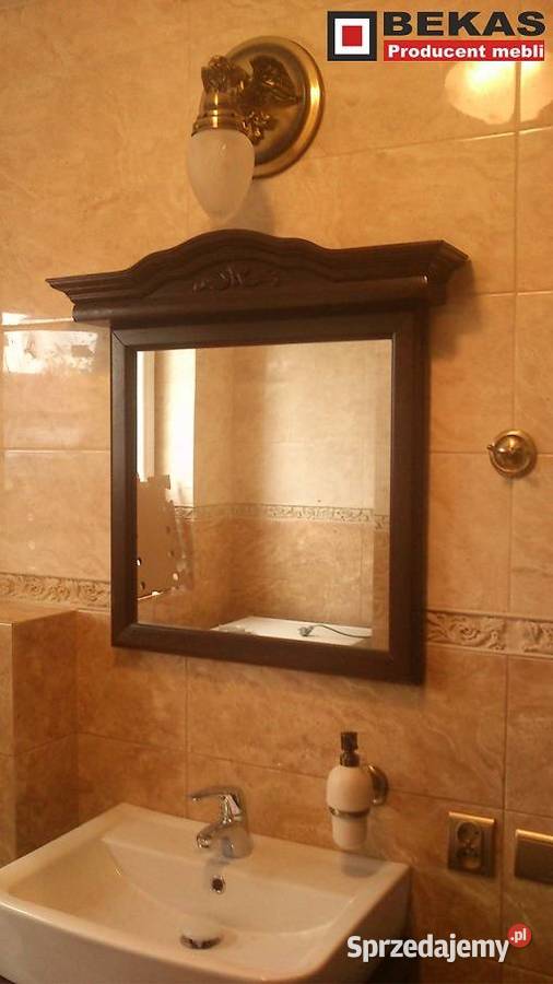 Lustro Dębowe do Łazienki Bekas Stylowe orzech Katowice