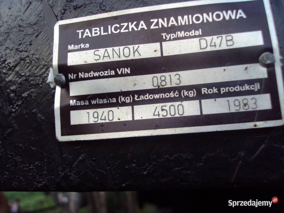 przyczepa wywrotka D47b dokumenty Przemyśl