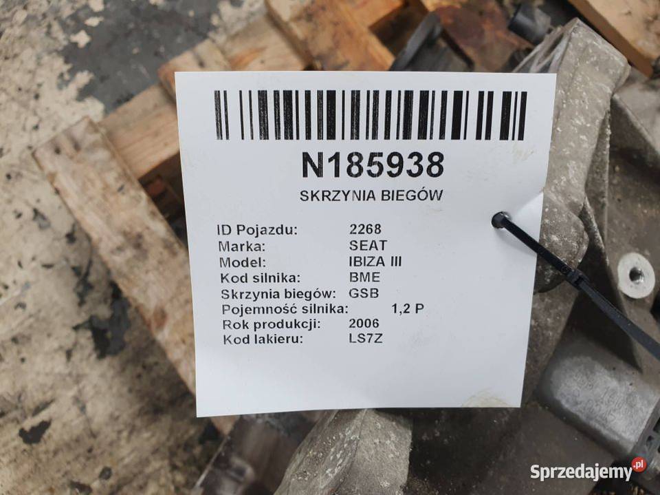 SKRZYNIA BIEGÓW SEAT IBIZA III GSB kujawsko-pomorskie Lipno