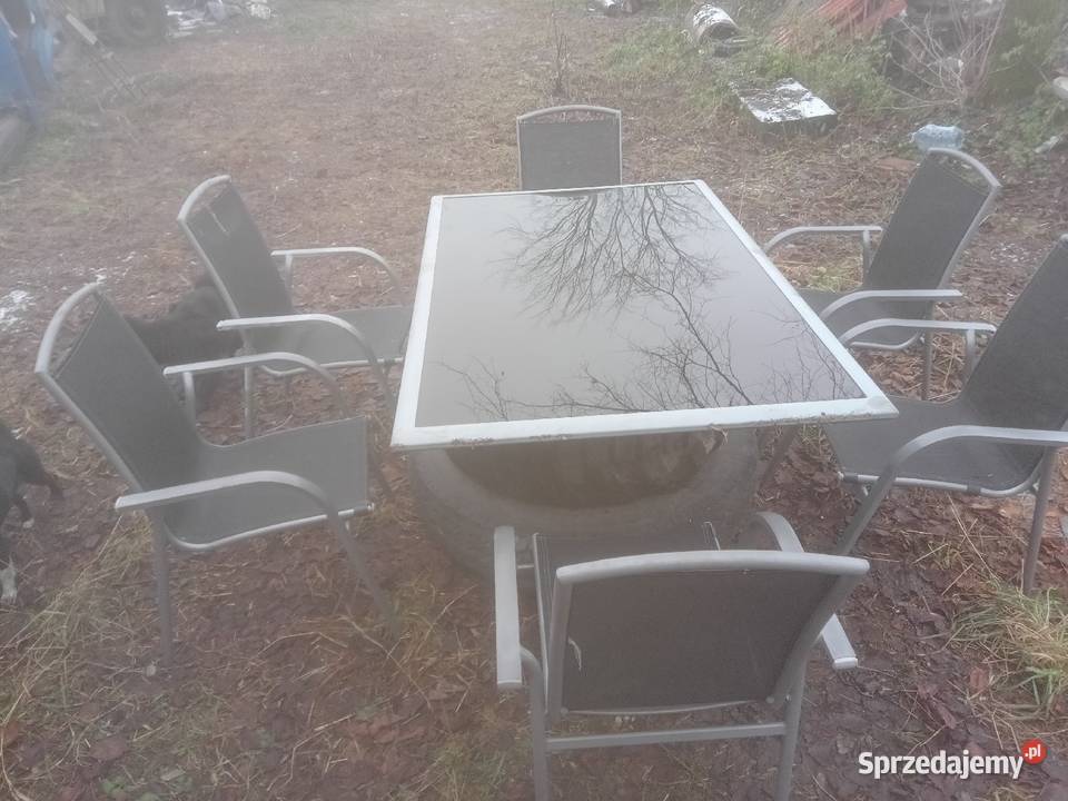 Zestaw mebli ogrodowych 6 krzeseł stół szklany Zestawy mebli ogrodowych Czernikowo