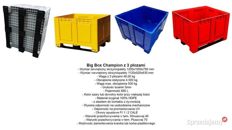 SKRZYNIOPALETA PLASTIKOWA 1200x1000 x 790 mm Produkcja sprzedam