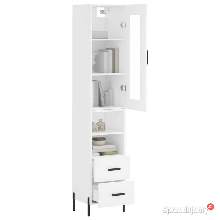 Wysoka szafka biała 345x34x180 materiał Warszawa