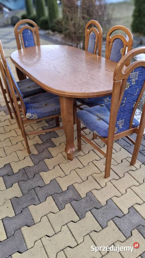 Stół drewniany rozkładany 8 krzeseł Zakopane