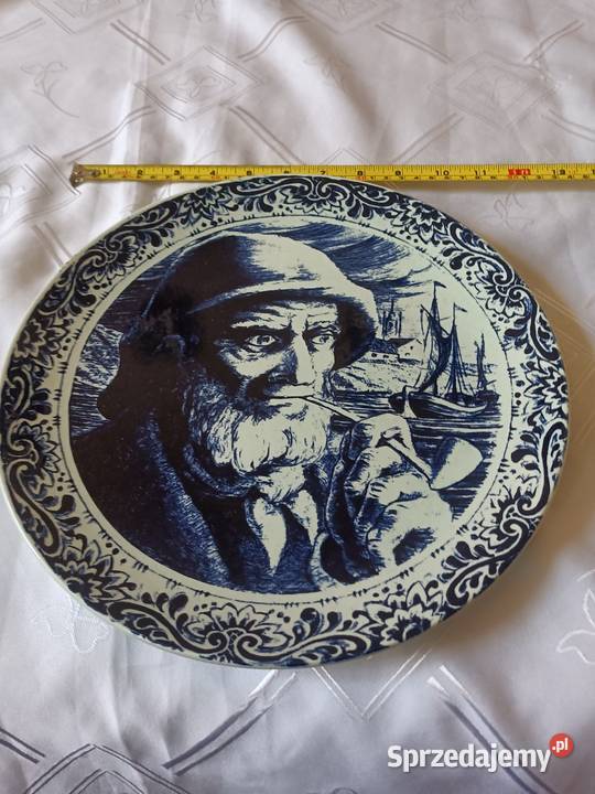 Piękne kobaltowy talerz do powieszenia na ścianę Gliwice