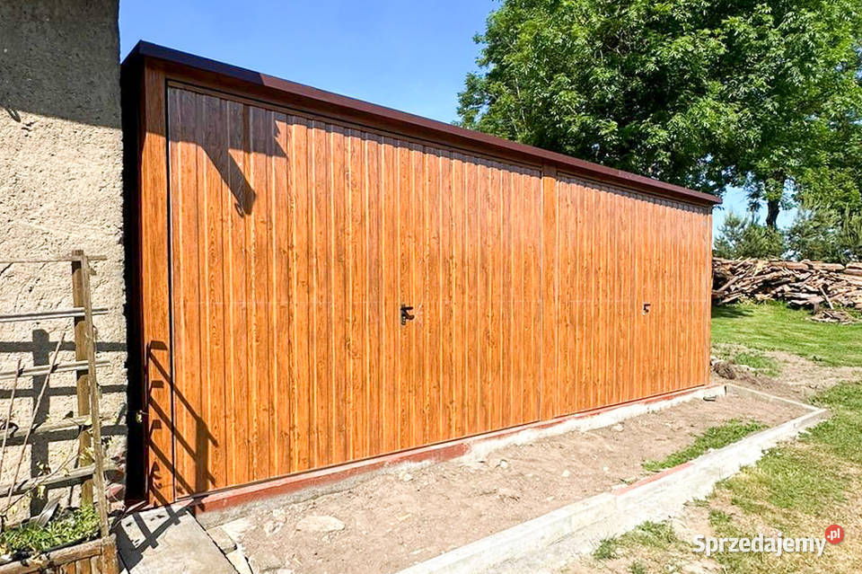 Garaż Blaszany 6x6m 2x Brama Uchylna Złoty Dąb blacha Zgorzelec