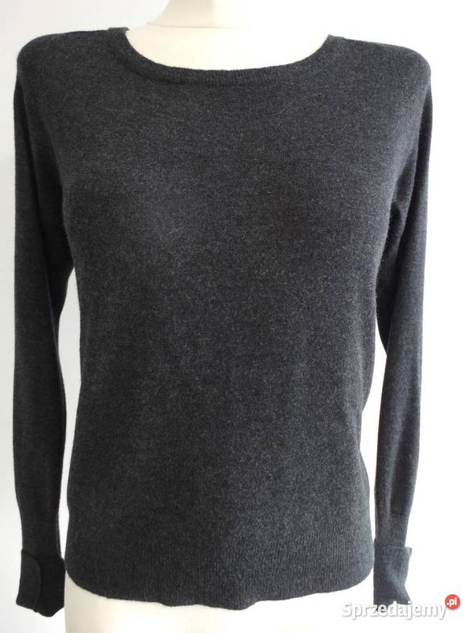 Sweter Wełniany Kaszmir Merino Wiskoza Szary Moda i Styl Łomża