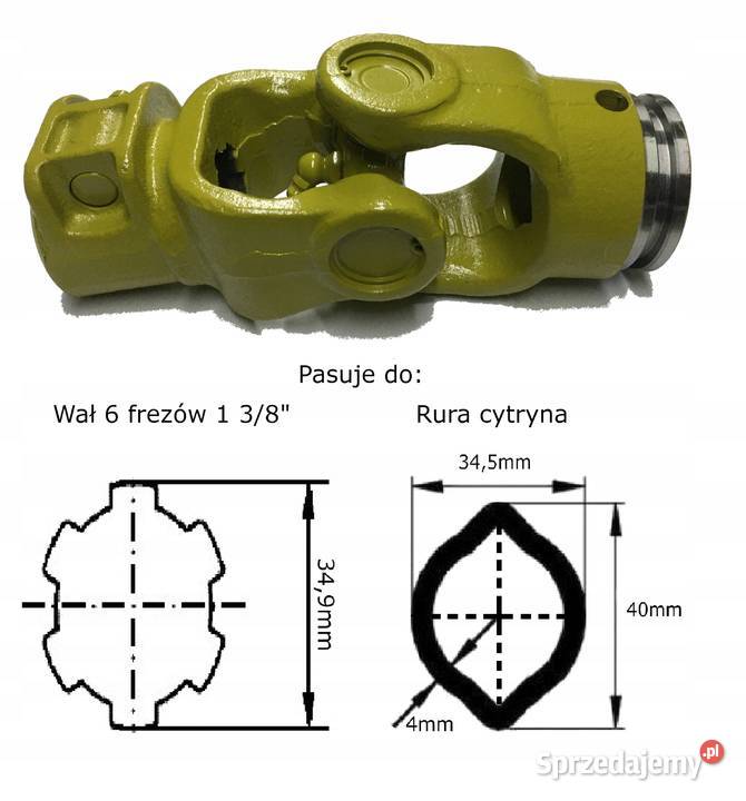 Przegub WOM rura cytryna 6frezów 1 38 390Nm Do maszyn uprawowych Kamionna