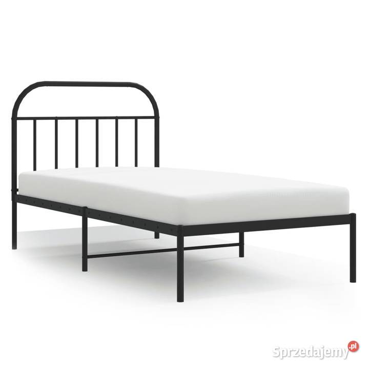 Metalowa rama łóżka z wezgłowiem czarna 107x203