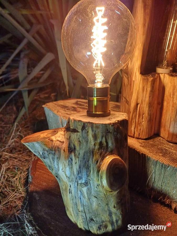 Lampka nocna Stojaca z DREWNARECZNIE ROBIONA Żary