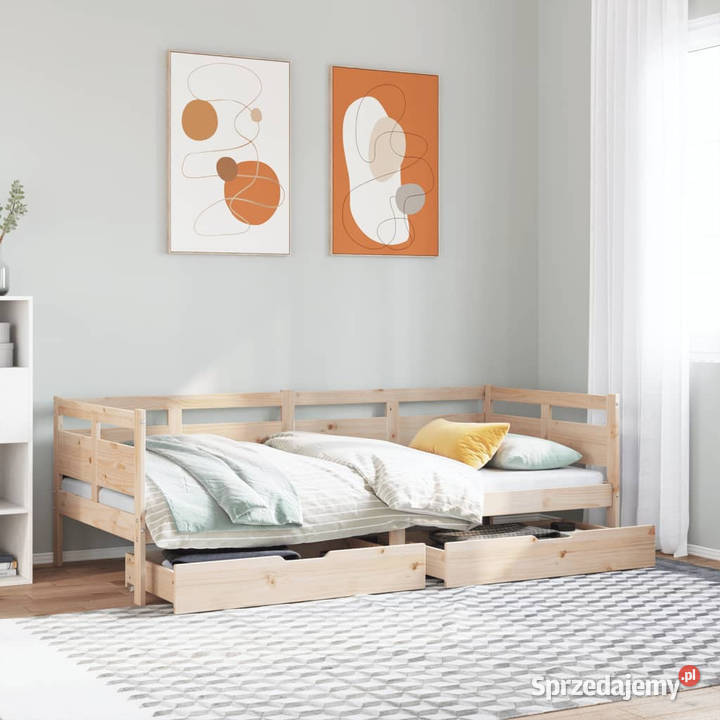 Łóżko dzienne z szufladami lite drewno sosnowe 193cm Warszawa