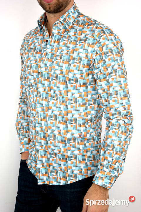 GIOVANNI PERA Koszula męska klocki lego różne niebieski Ostrów Wielkopolski