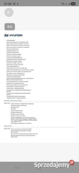 Hiundai Tucson 16 Hev executive z pakietem Częstochowa