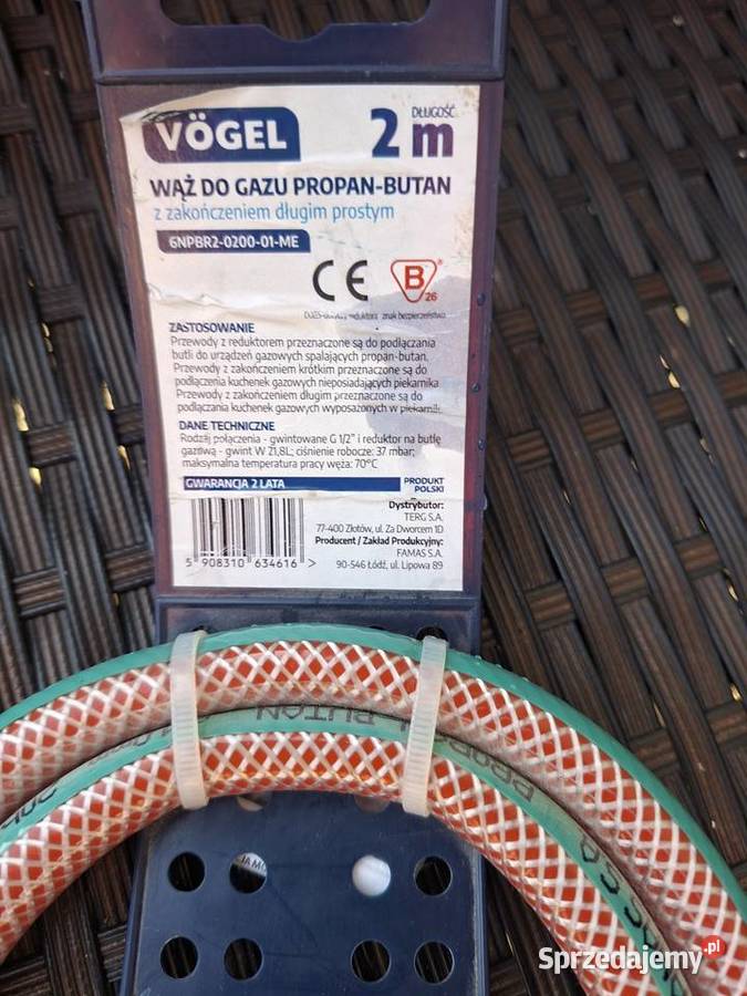 Wąż do gazu VGEL końcówka prostadługa 2 m gaz