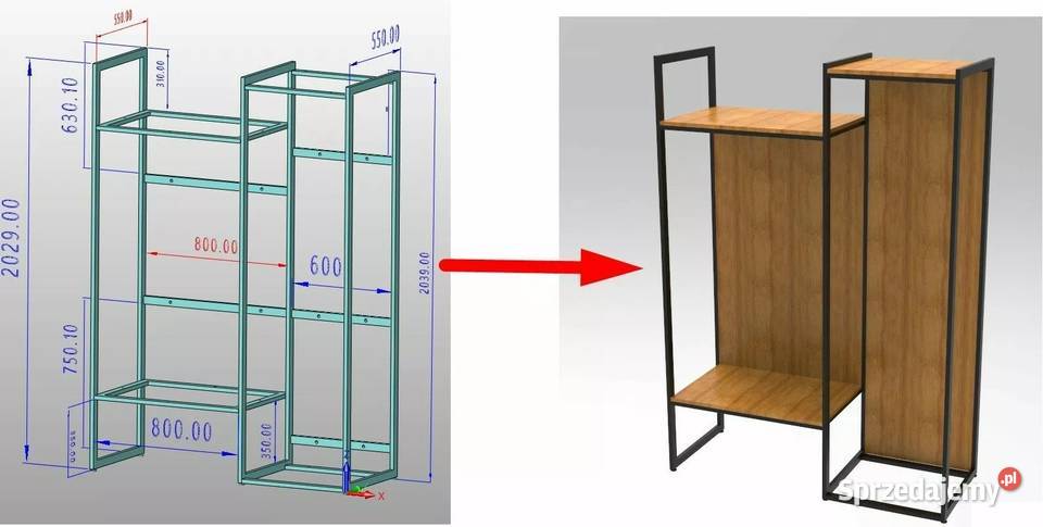 Projektowanie mebli kuchni na wymiar rendering podkarpackie Jeżowe