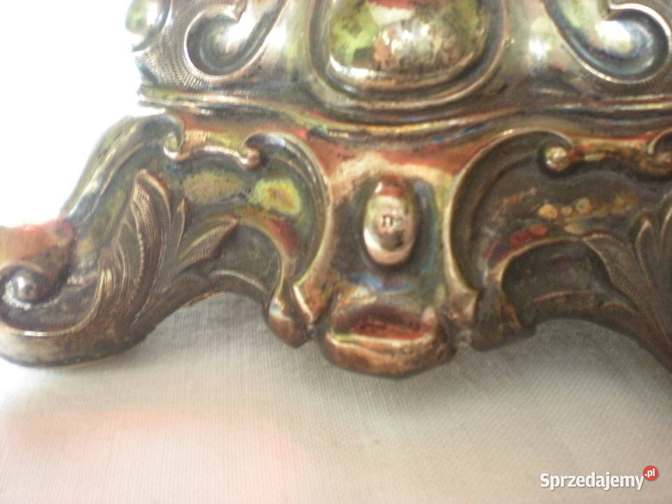 Piękna Patera Biedermeier Srebro 12 Szkło Nowa Sól